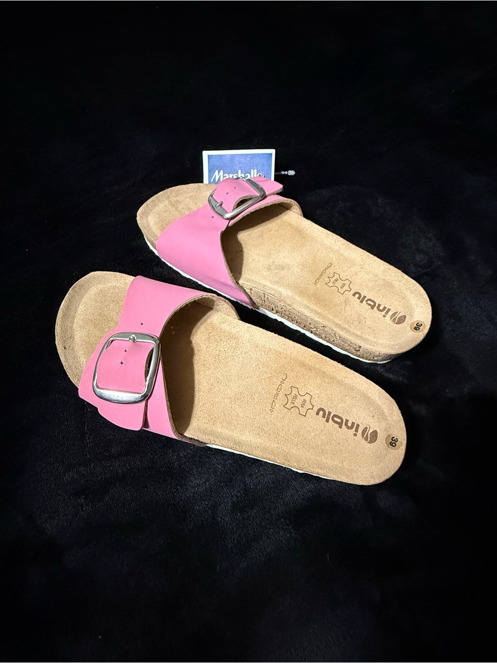 Pink Slide Sandals with Buckle Strap